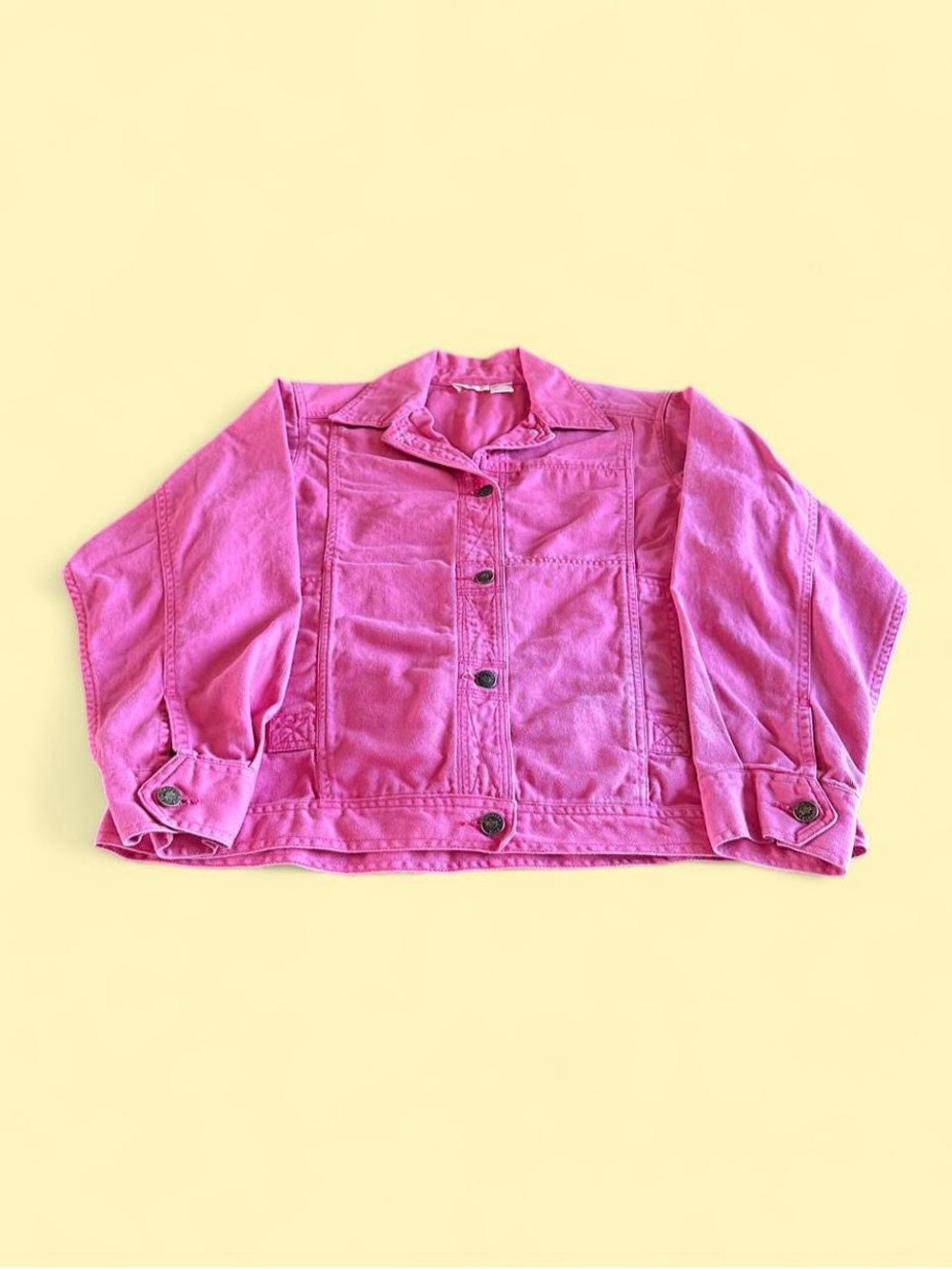 Vintage Hunters Run Pink Denim Trucker Jacket Distressed Western Women’s Size M